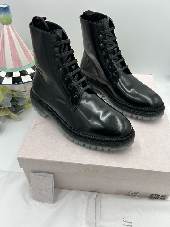 Men’s Jimmy Choo Denvor Black Leather Lace-Up Combat Boots.   Size 44.5/11.5 main image 7